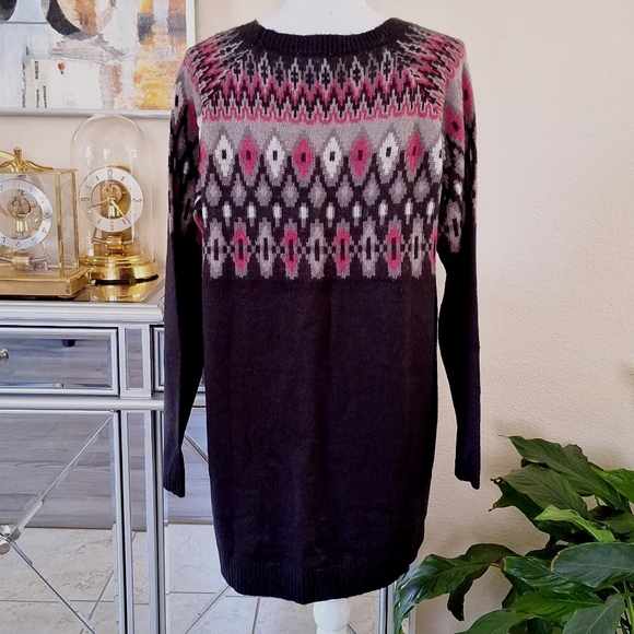 NWT Pink Black Argyle Sweater Oversized M - Picture 3 of 7